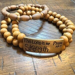 Set of Wooden Beaded Bracelets with Inspirational Message Lot # 500